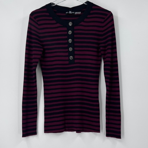 Karl Lagerfeld Stripped Sweater Top Red and Black Size Small NWT - Picture 3 of 9